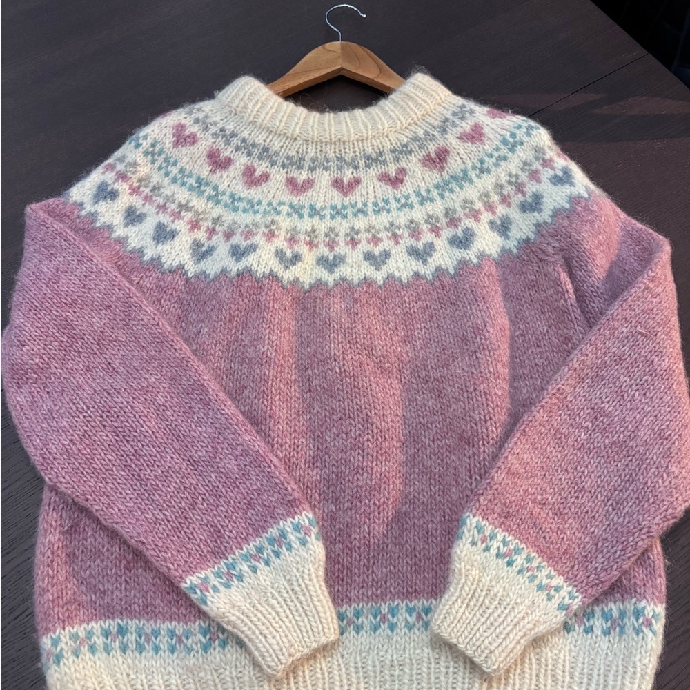 Hand-Knit Wool Heart Sweater 💗